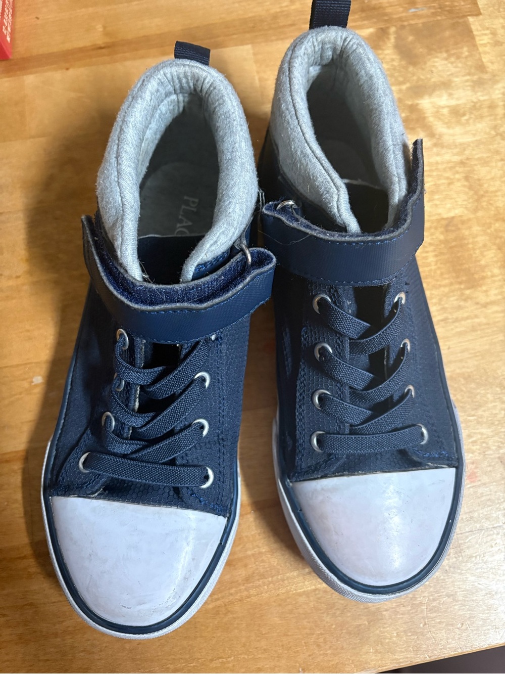 Kids Navy High-Top Sneakers with Gray Toe